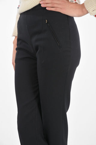 High Waist Pants with Belt Loops and Zip Pockets