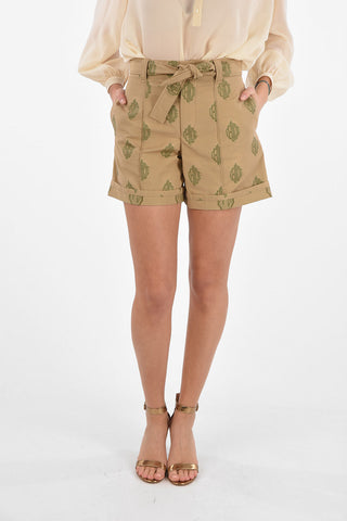 Monogram Embroidered Shorts with Knotted Belt