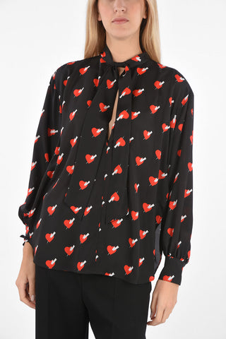 Tie Neck LIGHTNING BOLT HEART Shirt
