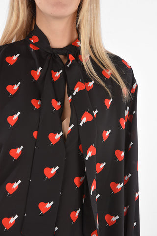 Tie Neck LIGHTNING BOLT HEART Shirt