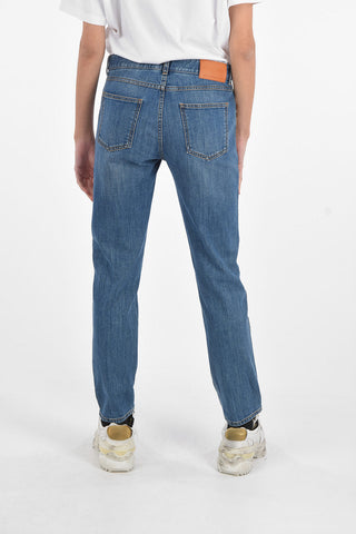 Pantaloni Skinny in Denim con Bande Laterali Logate