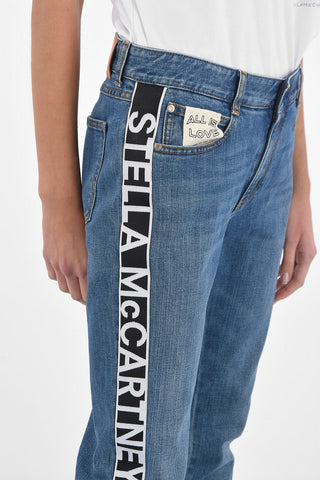 Pantaloni Skinny in Denim con Bande Laterali Logate