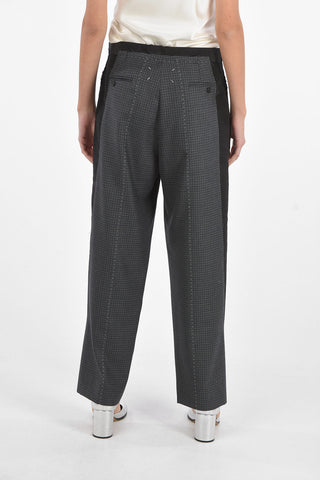 MM4 District Check Pants with Visible Stitchings and Silk Side Bands