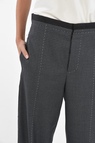 MM4 District Check Pants with Visible Stitchings and Silk Side Bands