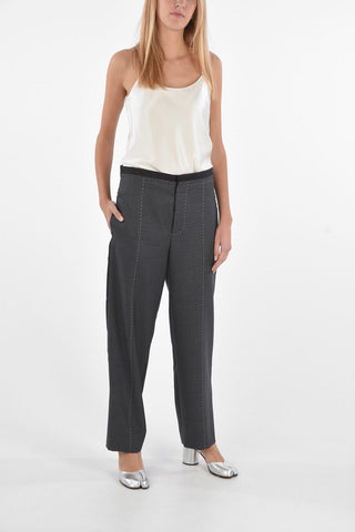 MM4 District Check Pants with Visible Stitchings and Silk Side Bands