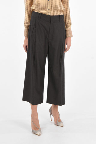 Single-pleated Gaucho Pants with Belt Loops