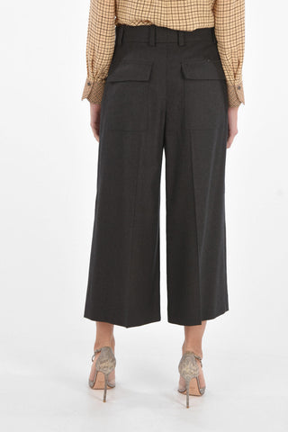Single-pleated Gaucho Pants with Belt Loops