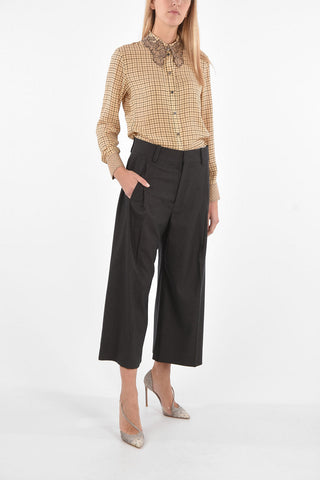 Single-pleated Gaucho Pants with Belt Loops