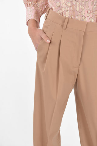 Double-pleated Stretch Wool Pants with Belt Loops