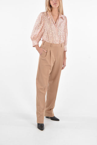 Double-pleated Stretch Wool Pants with Belt Loops