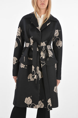 Floral Embroidered Trench with belt
