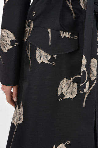 Floral Embroidered Trench with belt