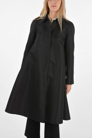Single Breasted flared Coat with Hidden Buttons