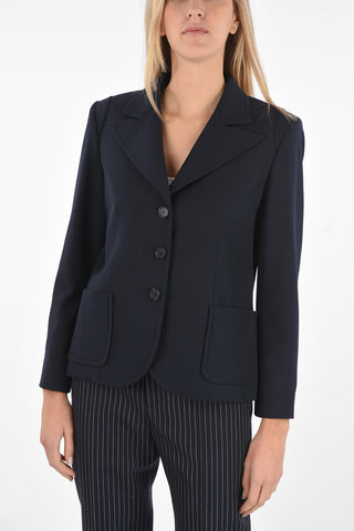 Blazer Monopetto con Rever a Lancia e Tasche a Toppa