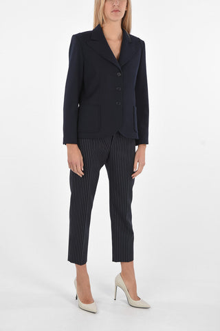 Blazer Monopetto con Rever a Lancia e Tasche a Toppa