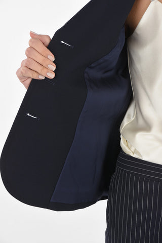 Blazer Monopetto con Rever a Lancia e Tasche a Toppa