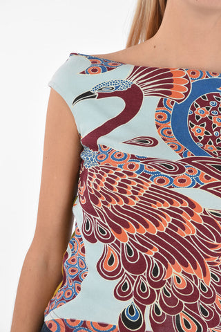bateau neckline abstract print sweater