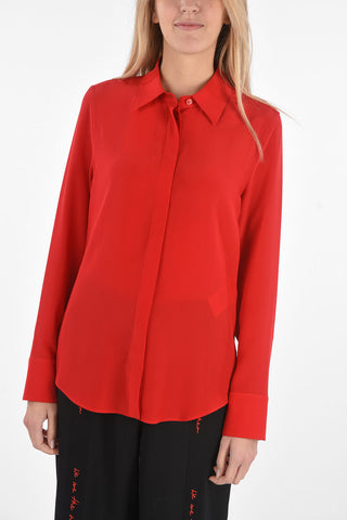 Camicia in Seta con Abbottonatura Frontale Nascosta