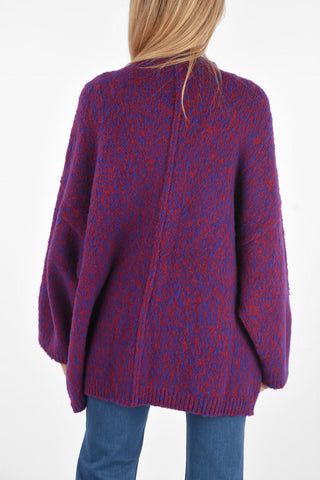 Two Tone Wool and Cashmere Cardigan with Patch Pockets