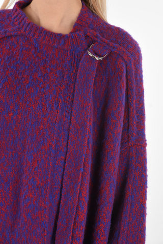 Two Tone Wool and Cashmere Cardigan with Patch Pockets