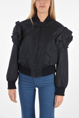 CANOSA Padded Bomber Jacket with Flounces