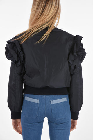 CANOSA Padded Bomber Jacket with Flounces