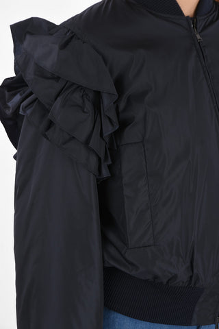 CANOSA Padded Bomber Jacket with Flounces