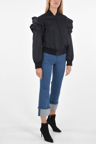 CANOSA Padded Bomber Jacket with Flounces