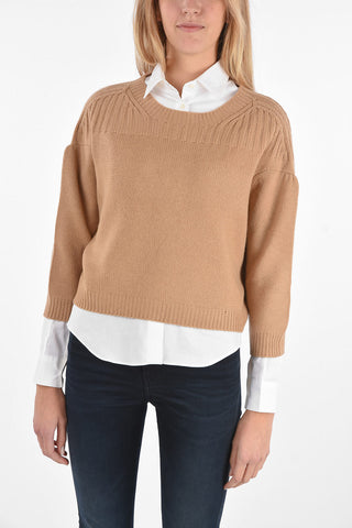 Cashmere Crop Sweater with Zip Closure Back