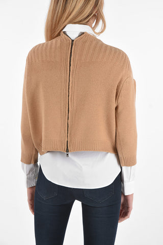 Cashmere Crop Sweater with Zip Closure Back