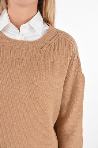 Cashmere Crop Sweater with Zip Closure Back
