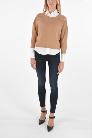 Cashmere Crop Sweater with Zip Closure Back