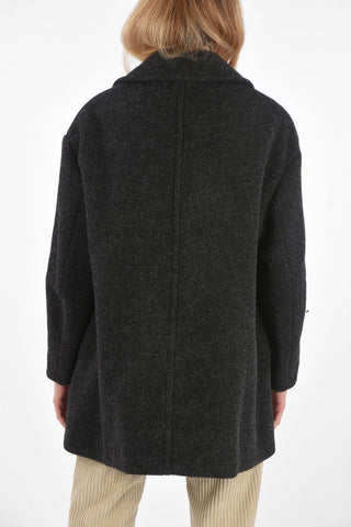 Double-breasted Virgin Wool Coat with 4 Pockets and Covered Buttons