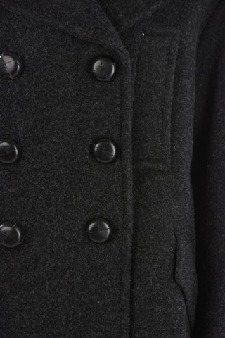 Double-breasted Virgin Wool Coat with 4 Pockets and Covered Buttons