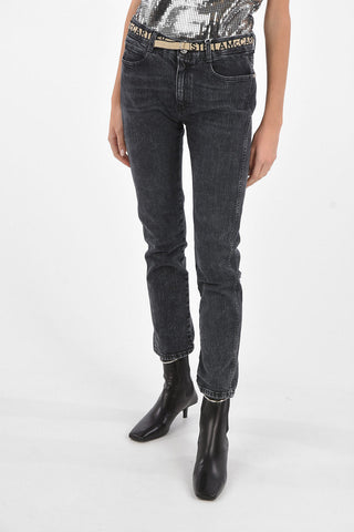 Jeans Crop in Cotone Sostenibile con Cintura