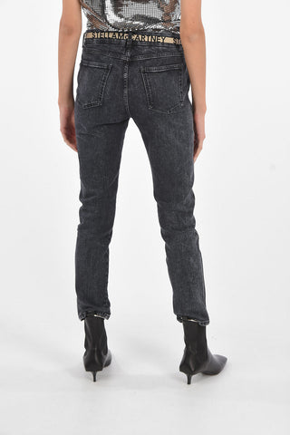 Jeans Crop in Cotone Sostenibile con Cintura