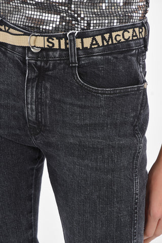 Jeans Crop in Cotone Sostenibile con Cintura
