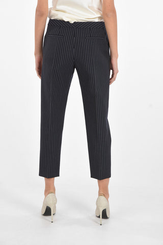Pinstriped Low Rise Pants with Hidden Fastening