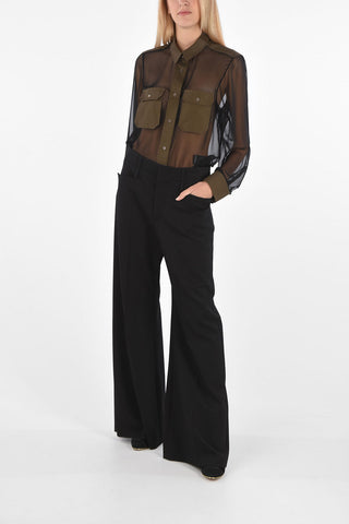 Wide Leg Pants with 4 Pockets and Hidden Fastening