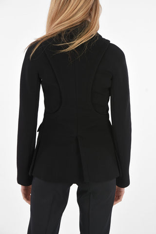 Single-breasted Blazer with Flap Pockets and Faux Vest