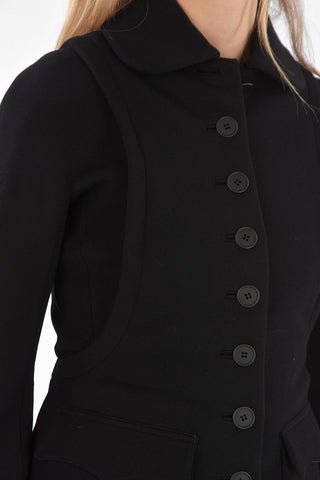 Single-breasted Blazer with Flap Pockets and Faux Vest