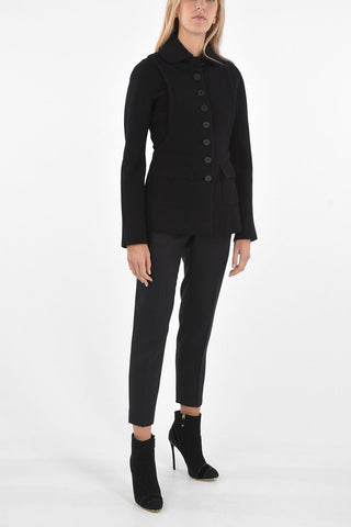 Single-breasted Blazer with Flap Pockets and Faux Vest