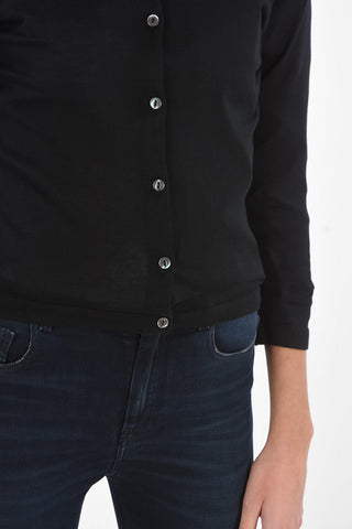 cardigan girocollo in cotone