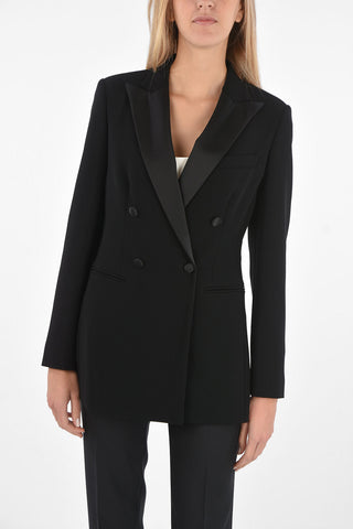 Double-breasted LOLLY Blazer with Silk Satin Peak Lapel