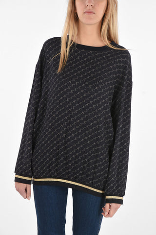 Maglia Girocollo Monogram All-Over con Fondo con Elastico