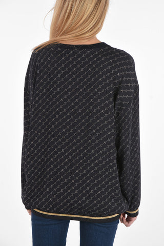 Maglia Girocollo Monogram All-Over con Fondo con Elastico