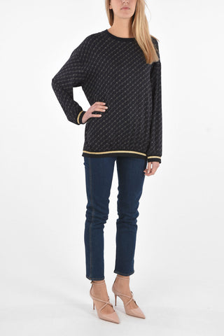 Maglia Girocollo Monogram All-Over con Fondo con Elastico