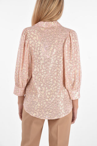 Bluse aus Seide und Lurex mit Animaliermuster