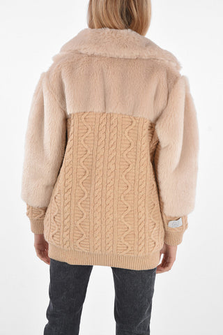 Aran Wool Sweater with Eco-fur Sleeves and Inserts