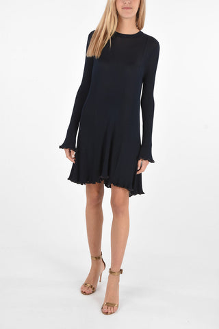 Ribbed V Neck Dress with Back Tape